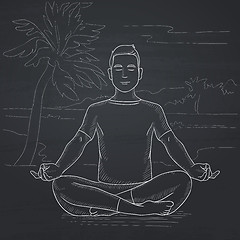 Image showing Man meditating in lotus pose.