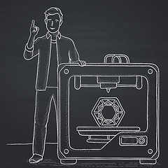 Image showing Man with three D printer.