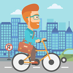 Image showing Man cycling to work.