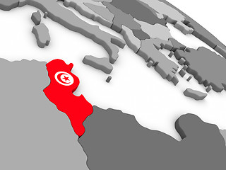 Image showing Tunisia on globe with flag