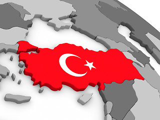 Image showing Turkey on globe with flag