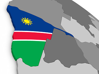 Image showing Namibia on globe with flag