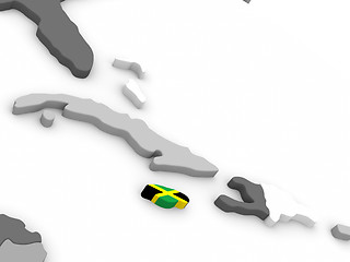 Image showing Jamaica on globe with flag