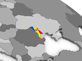 Image showing Moldova on globe with flag