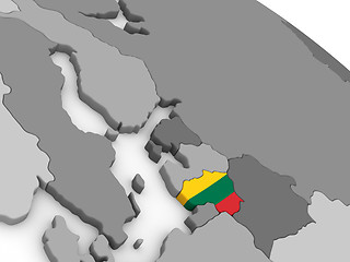 Image showing Lithuania on globe with flag