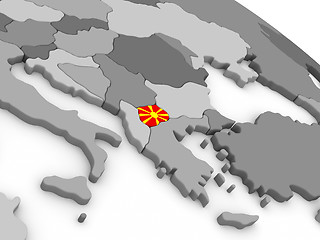 Image showing Macedonia on globe with flag