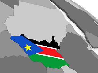 Image showing South Sudan on globe with flag