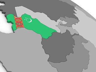 Image showing Turkmenistan on globe with flag