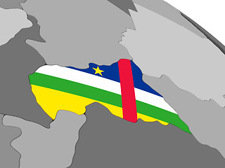 Image showing Central Africa on globe with flag