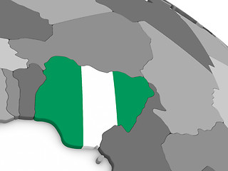 Image showing Nigeria on globe with flag