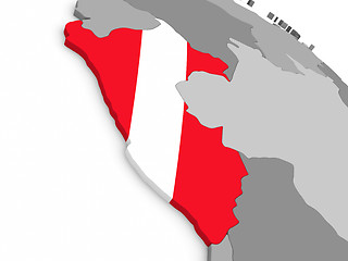 Image showing Peru on globe with flag