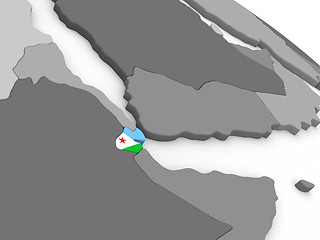 Image showing Djibouti on globe with flag