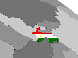 Image showing Tajikistan on globe with flag