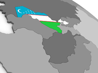 Image showing Uzbekistan on globe with flag