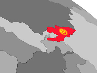 Image showing Kyrgyzstan on globe with flag