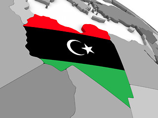 Image showing Libya on globe with flag