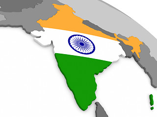 Image showing India on globe with flag