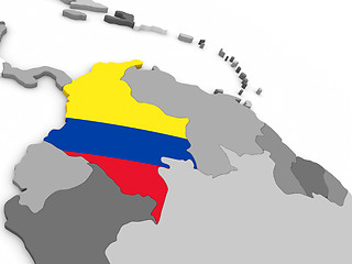 Image showing Colombia on globe with flag