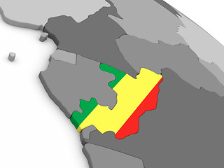 Image showing Congo on globe with flag