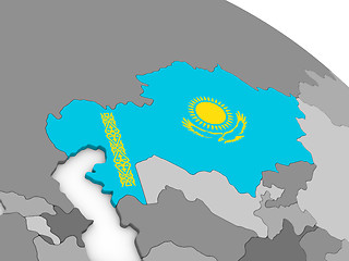 Image showing Kazakhstan on globe with flag