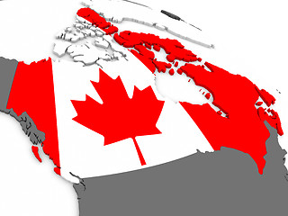 Image showing Canada on globe with flag