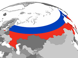 Image showing Russia on globe with flag