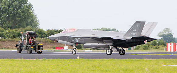 Image showing LEEUWARDEN, NETHERLANDS - JUNE 11 2016: F35 Joint Strike Fighter