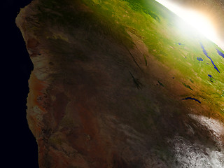 Image showing Namibia and Botswana from space during sunrise