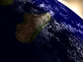 Image showing Madagascar from space during sunrise