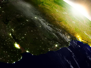 Image showing Uruguay from space during sunrise