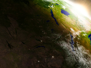 Image showing Zambia from space during sunrise