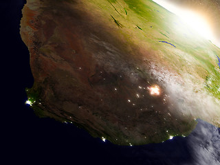 Image showing South Africa from space during sunrise