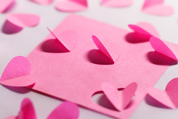 Image showing Pink paper hearts