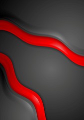 Image showing Smooth red and black waves corporate background