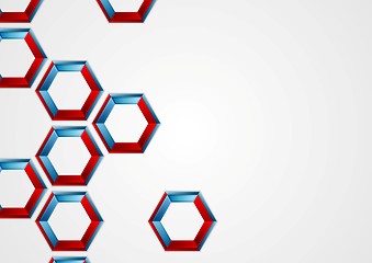 Image showing Abstract blue red hexagons corporate background