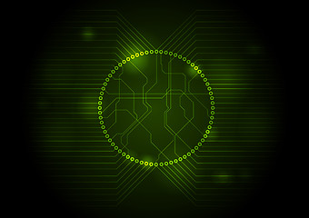 Image showing Dark green tech circuit board background