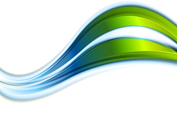 Image showing Green blue abstract waves on white background