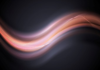 Image showing Abstract glowing pink orange waves on dark background