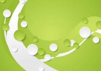 Image showing Bright green wavy tech abstract background