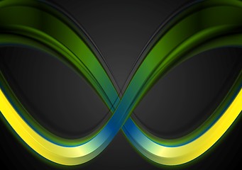 Image showing Colorful smooth waves on dark background