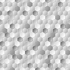 Image showing Grey metallic hexagons pattern texture