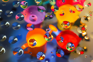 Image showing Bright abstract background through drops