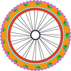 Image showing vector bike wheel silhouette with tyre and spokes isolated on white