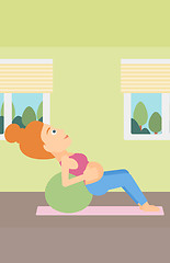Image showing Pregnant woman on gymnastic ball.