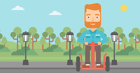 Image showing Man riding on electric scooter.