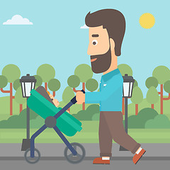 Image showing Father pushing pram.