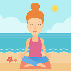 Image showing Woman meditating in lotus pose.