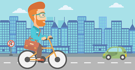 Image showing Man cycling to work.