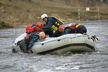 Image showing Rafting and rowing on river