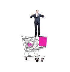 Image showing Man on trolley